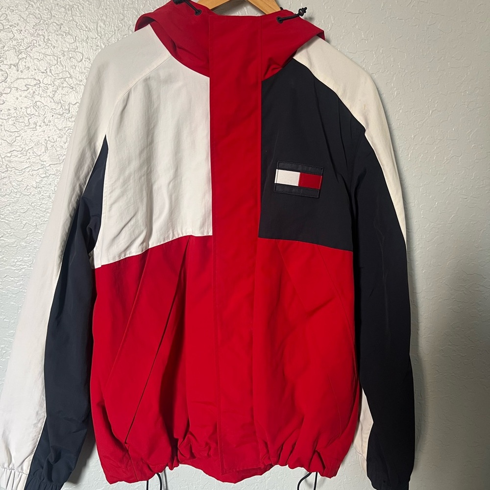 Tommy Hilfiger Men's Red, Black, and White Windbreaker